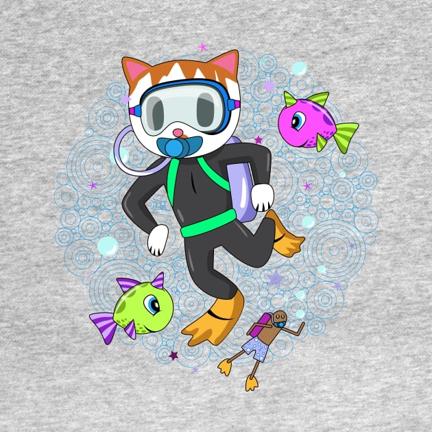 Scuba Diving Cat with Poop Snorkler by DeadMonkeyShop